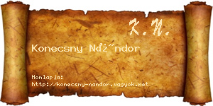 Konecsny Nándor névjegykártya